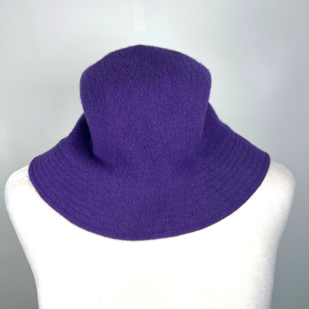 Liz Claiborne Purple 100% Wool Bucket Hat Vintage Boiled Wool Cloche 90s Y2K